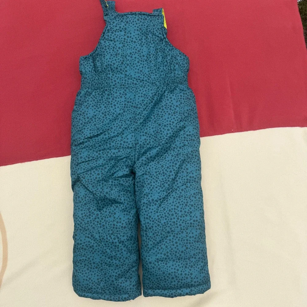 Carters Kids Teal Leopard Print Insulated Snow‎ Bib Overalls Blue 4T C220FS48-LW